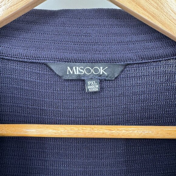 Misook‎ Cardigan Sweater Womens PXL Navy Blue Acrylic Knit Single Button Closure - Picture 4 of 11